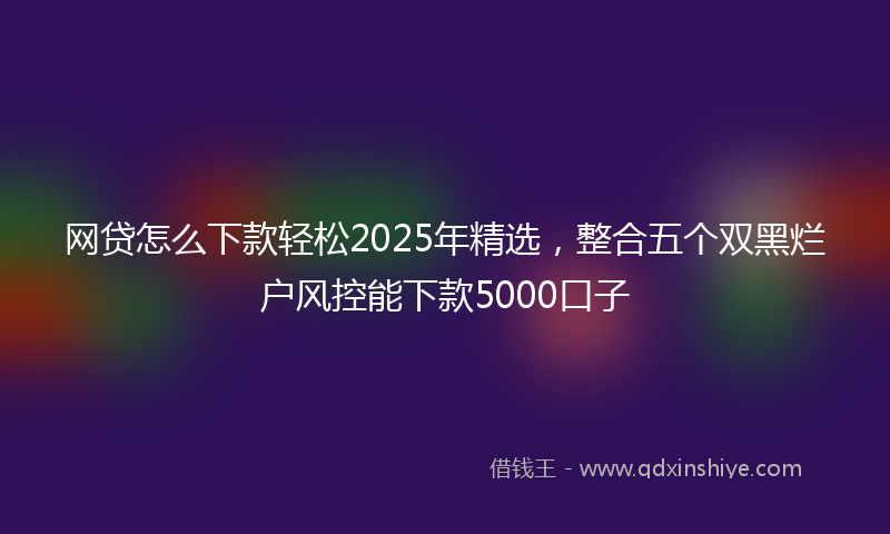 网贷怎么下款轻松2025年精选，整合五个双黑烂户风控能下款5000口子