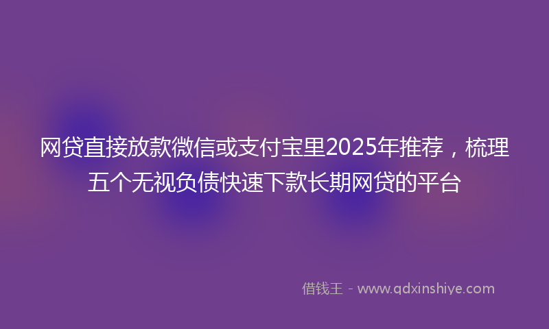 网贷直接放款微信或支付宝里2025年推荐，梳理五个无视负债快速下款长期网贷的平台