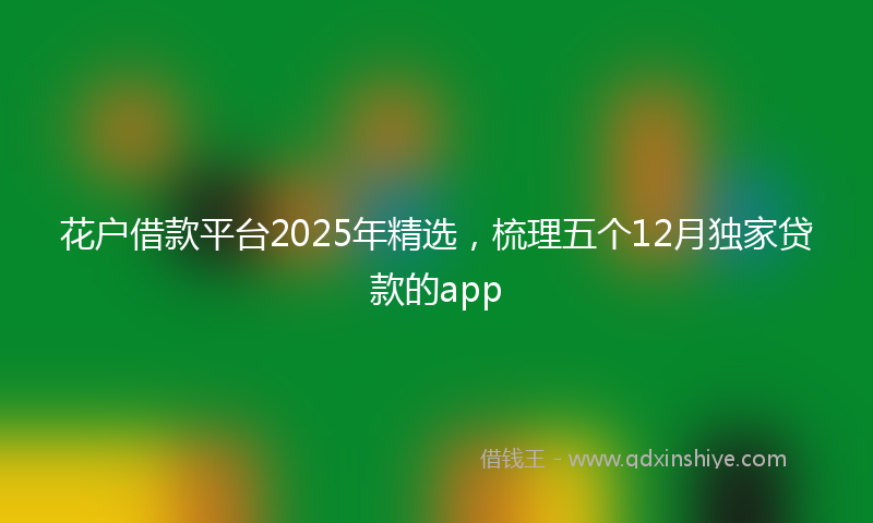 花户借款平台2025年精选，梳理五个12月独家贷款的app