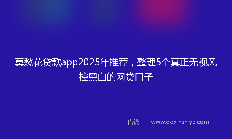 莫愁花贷款app2025年推荐，整理5个真正无视风控黑白的网贷口子