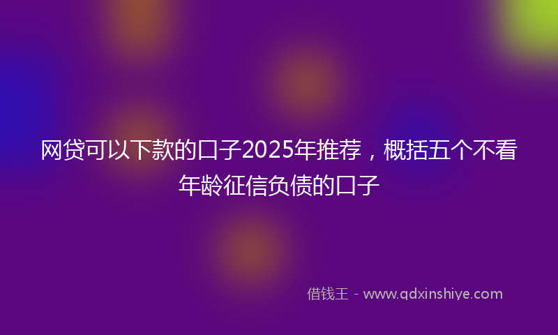 网贷可以下款的口子2025年推荐，概括五个不看年龄征信负债的口子