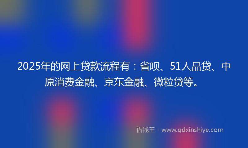 2025年的网上贷款流程有：省呗、51人品贷、中原消费金融、京东金融、微粒贷等。