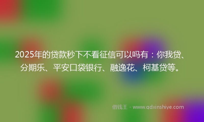 2025年的贷款秒下不看征信可以吗有：你我贷、分期乐、平安口袋银行、融逸花、柯基贷等。