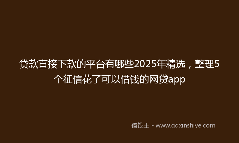 贷款直接下款的平台有哪些2025年精选，整理5个征信花了可以借钱的网贷app