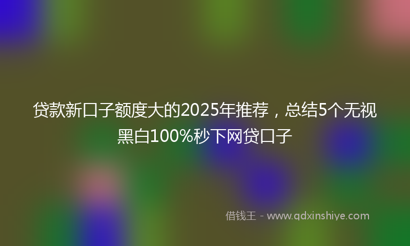 贷款新口子额度大的2025年推荐，总结5个无视黑白100%秒下网贷口子