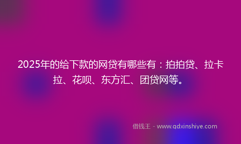 2025年的给下款的网贷有哪些有：拍拍贷、拉卡拉、花呗、东方汇、团贷网等。