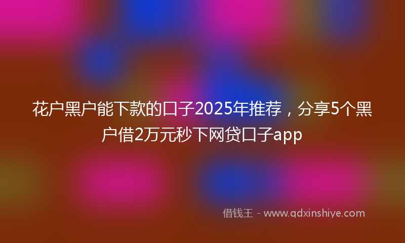 花户黑户能下款的口子2025年推荐，分享5个黑户借2万元秒下网贷口子app