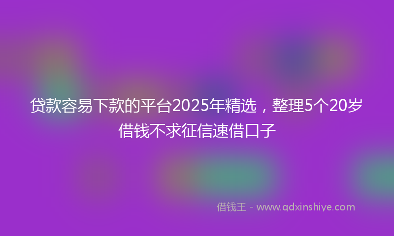 贷款容易下款的平台2025年精选，整理5个20岁借钱不求征信速借口子