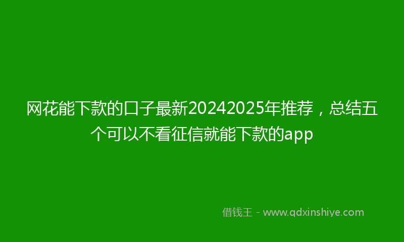 网花能下款的口子最新20242025年推荐，总结五个可以不看征信就能下款的app