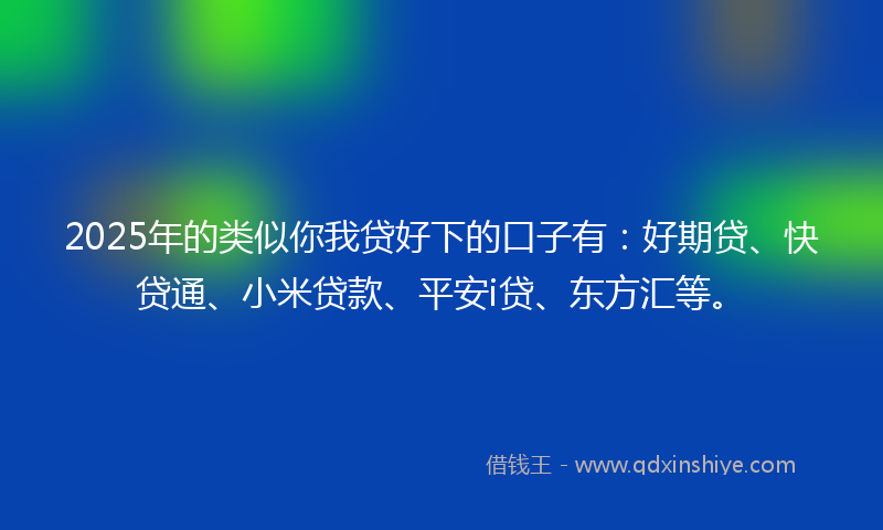 2025年的类似你我贷好下的口子有：好期贷、快贷通、小米贷款、平安i贷、东方汇等。