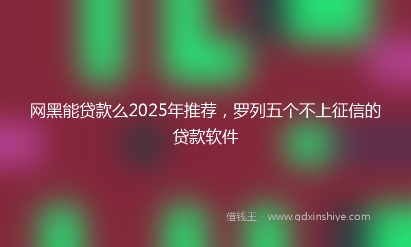 网黑能贷款么2025年推荐，罗列五个不上征信的贷款软件