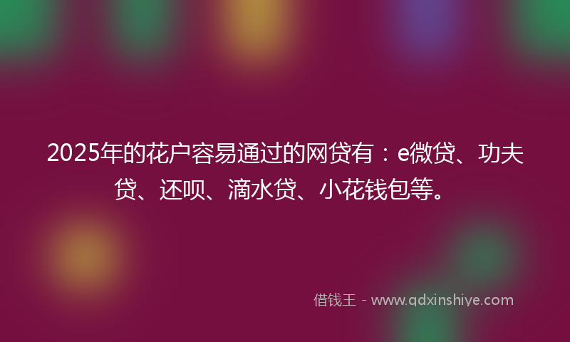 2025年的花户容易通过的网贷有：e微贷、功夫贷、还呗、滴水贷、小花钱包等。
