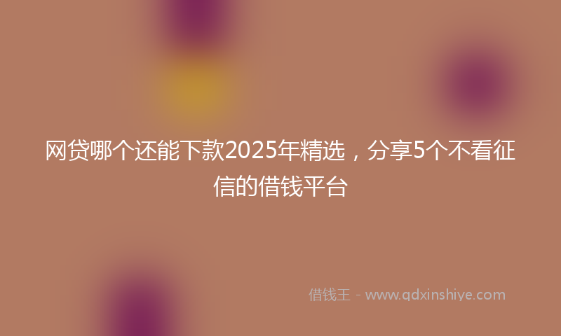 网贷哪个还能下款2025年精选，分享5个不看征信的借钱平台