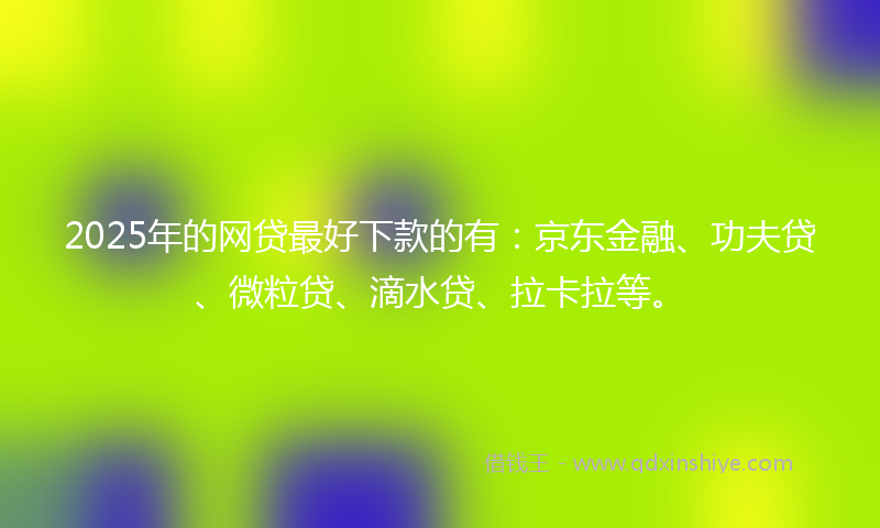 2025年的网贷最好下款的有：京东金融、功夫贷、微粒贷、滴水贷、拉卡拉等。