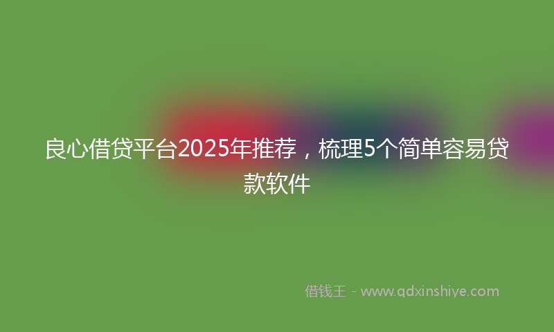 良心借贷平台2025年推荐，梳理5个简单容易贷款软件
