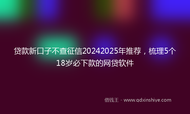 贷款新口子不查征信20242025年推荐，梳理5个18岁必下款的网贷软件