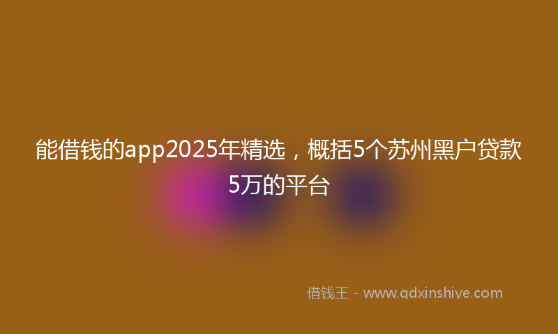 能借钱的app2025年精选，概括5个苏州黑户贷款5万的平台