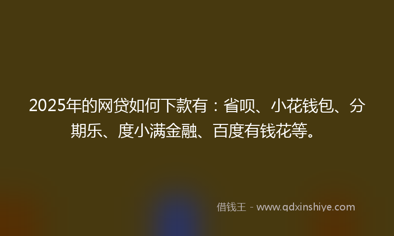 2025年的网贷如何下款有：省呗、小花钱包、分期乐、度小满金融、百度有钱花等。
