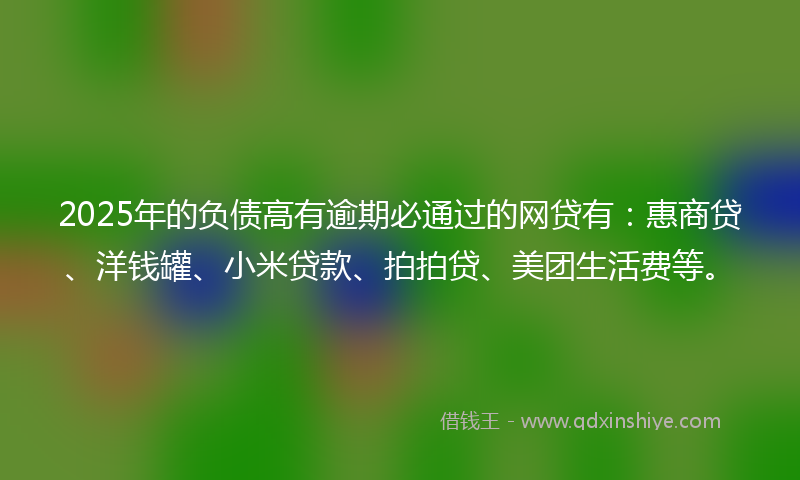 2025年的负债高有逾期必通过的网贷有：惠商贷、洋钱罐、小米贷款、拍拍贷、美团生活费等。