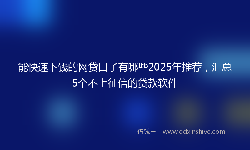 能快速下钱的网贷口子有哪些2025年推荐，汇总5个不上征信的贷款软件