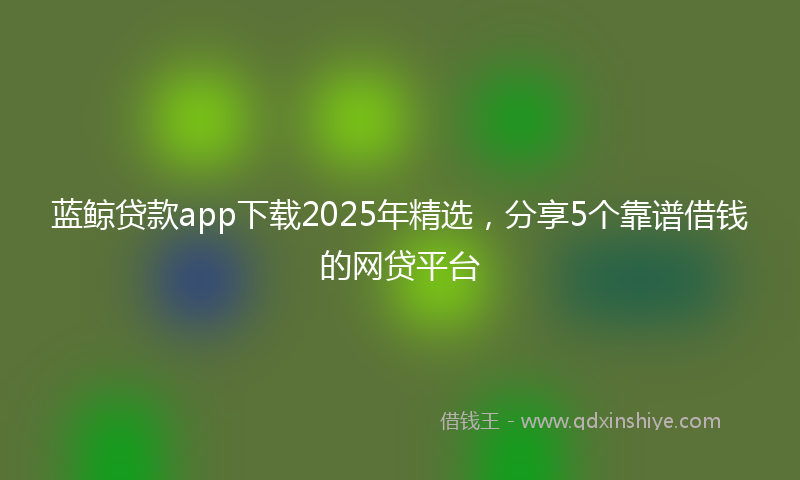 蓝鲸贷款app下载2025年精选，分享5个靠谱借钱的网贷平台