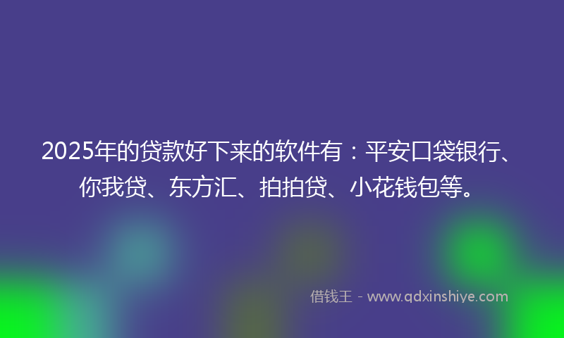 2025年的贷款好下来的软件有：平安口袋银行、你我贷、东方汇、拍拍贷、小花钱包等。