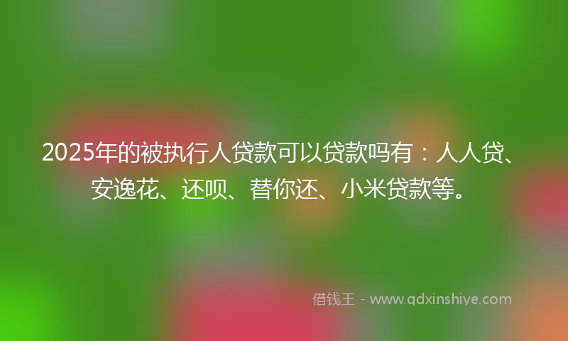 2025年的被执行人贷款可以贷款吗有：人人贷、安逸花、还呗、替你还、小米贷款等。