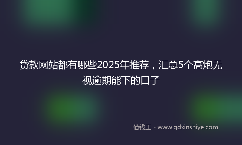 贷款网站都有哪些2025年推荐，汇总5个高炮无视逾期能下的口子