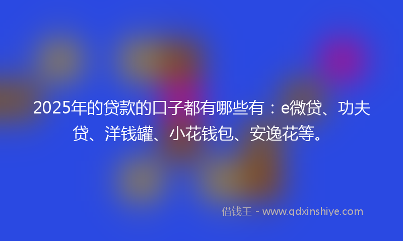 2025年的贷款的口子都有哪些有：e微贷、功夫贷、洋钱罐、小花钱包、安逸花等。