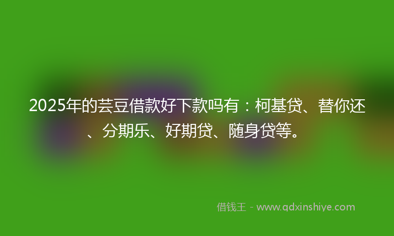 2025年的芸豆借款好下款吗有：柯基贷、替你还、分期乐、好期贷、随身贷等。