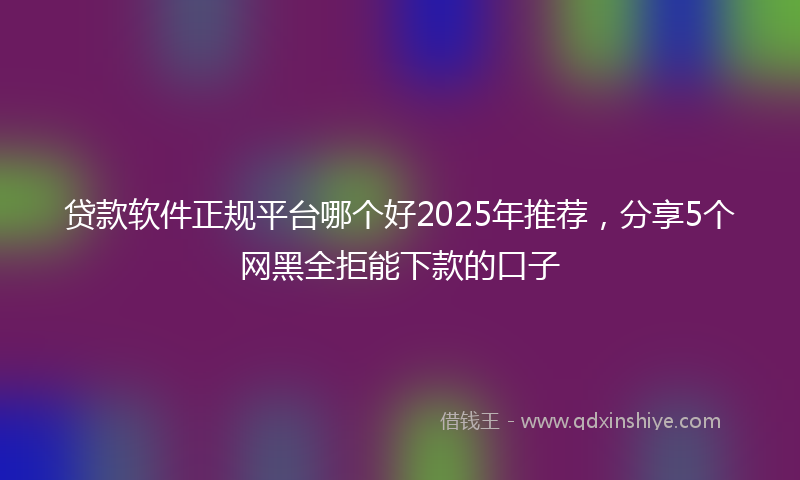 贷款软件正规平台哪个好2025年推荐，分享5个网黑全拒能下款的口子