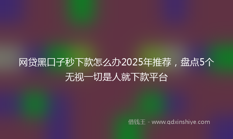 网贷黑口子秒下款怎么办2025年推荐，盘点5个无视一切是人就下款平台