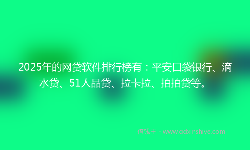2025年的网贷软件排行榜有：平安口袋银行、滴水贷、51人品贷、拉卡拉、拍拍贷等。