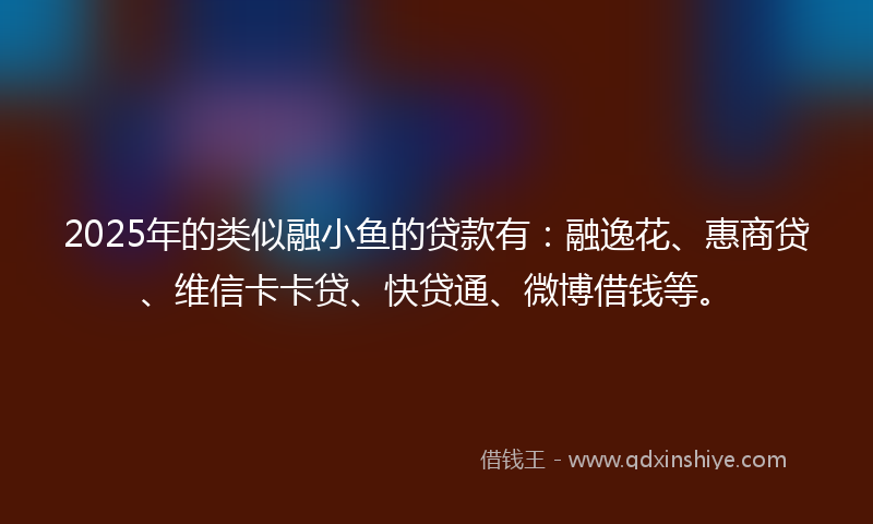 2025年的类似融小鱼的贷款有：融逸花、惠商贷、维信卡卡贷、快贷通、微博借钱等。
