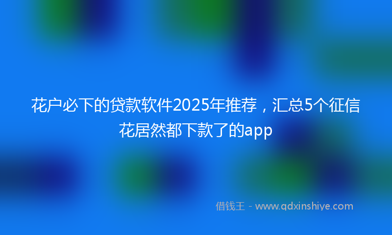 花户必下的贷款软件2025年推荐，汇总5个征信花居然都下款了的app