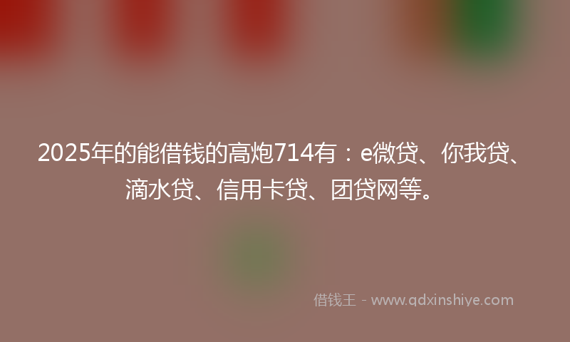 2025年的能借钱的高炮714有：e微贷、你我贷、滴水贷、信用卡贷、团贷网等。