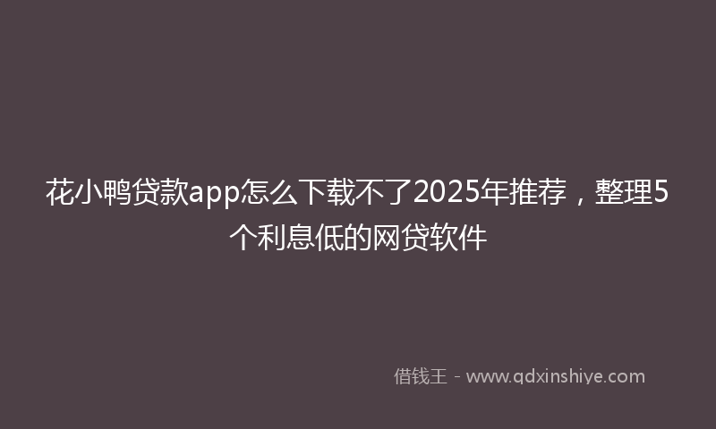 花小鸭贷款app怎么下载不了2025年推荐，整理5个利息低的网贷软件
