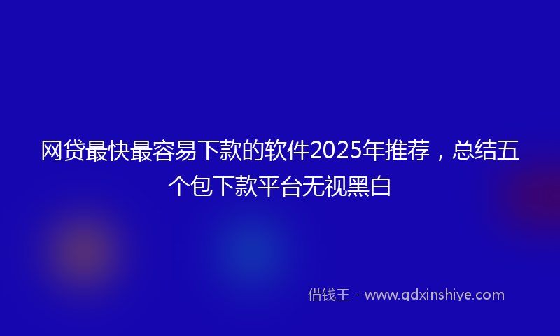 网贷最快最容易下款的软件2025年推荐，总结五个包下款平台无视黑白