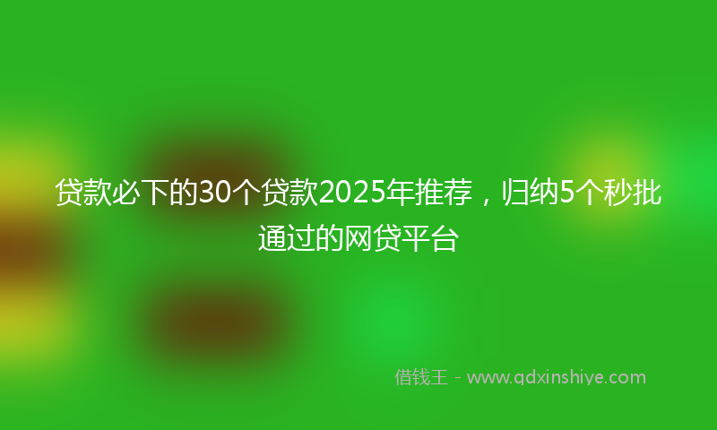 贷款必下的30个贷款2025年推荐，归纳5个秒批通过的网贷平台