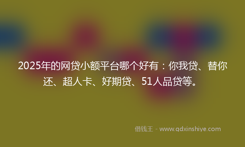 2025年的网贷小额平台哪个好有：你我贷、替你还、超人卡、好期贷、51人品贷等。