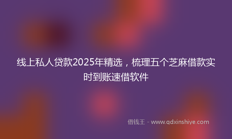 线上私人贷款2025年精选，梳理五个芝麻借款实时到账速借软件