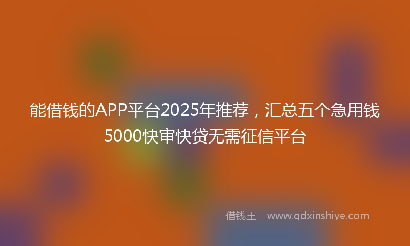 能借钱的APP平台2025年推荐，汇总五个急用钱5000快审快贷无需征信平台