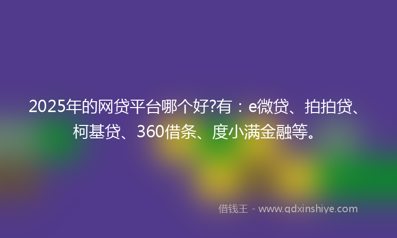 2025年的网贷平台哪个好?有：e微贷、拍拍贷、柯基贷、360借条、度小满金融等。