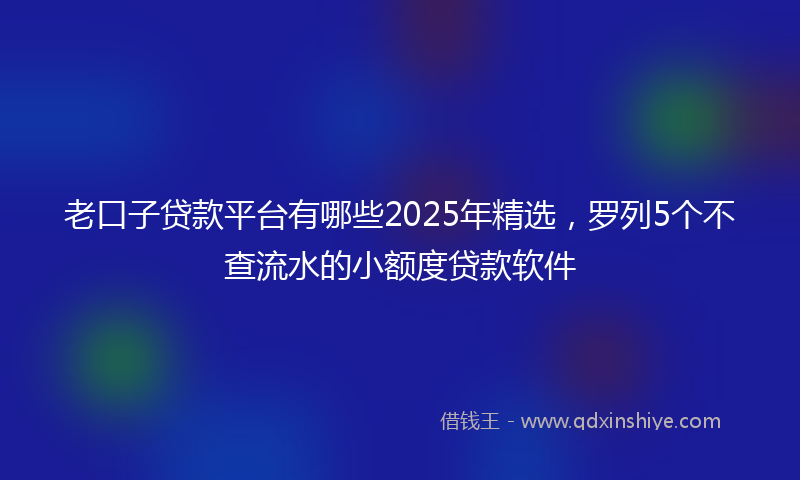 老口子贷款平台有哪些2025年精选，罗列5个不查流水的小额度贷款软件