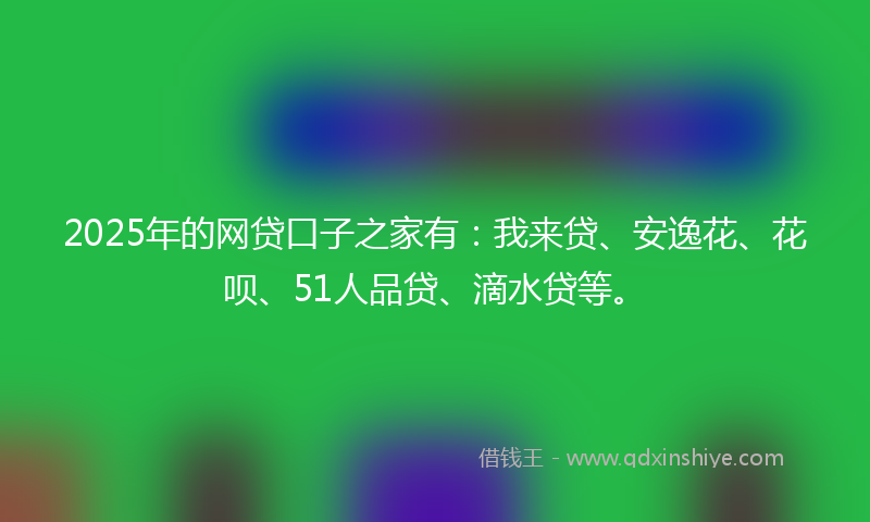 2025年的网贷口子之家有：我来贷、安逸花、花呗、51人品贷、滴水贷等。