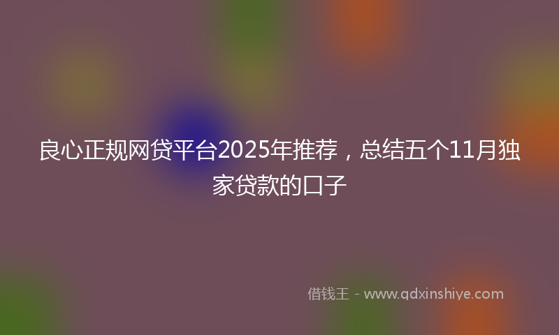 良心正规网贷平台2025年推荐，总结五个11月独家贷款的口子