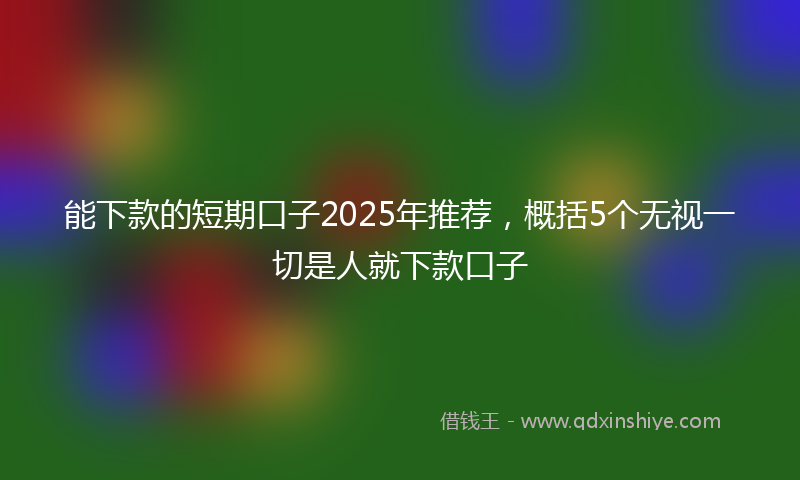 能下款的短期口子2025年推荐，概括5个无视一切是人就下款口子