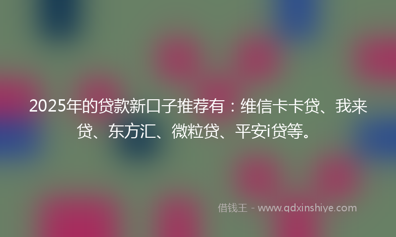 2025年的贷款新口子推荐有：维信卡卡贷、我来贷、东方汇、微粒贷、平安i贷等。