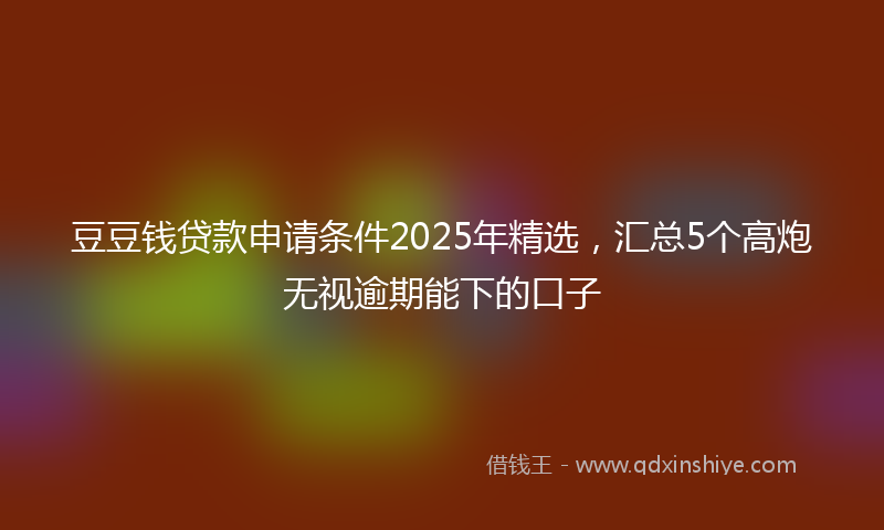 豆豆钱贷款申请条件2025年精选，汇总5个高炮无视逾期能下的口子