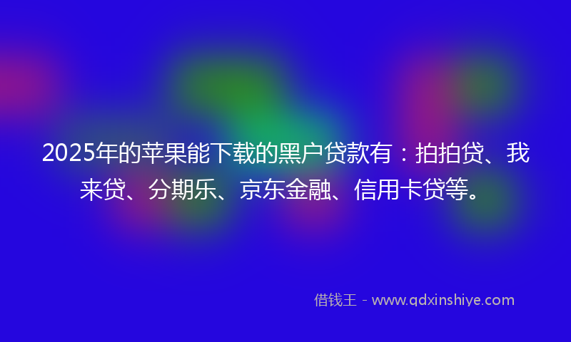 2025年的苹果能下载的黑户贷款有：拍拍贷、我来贷、分期乐、京东金融、信用卡贷等。